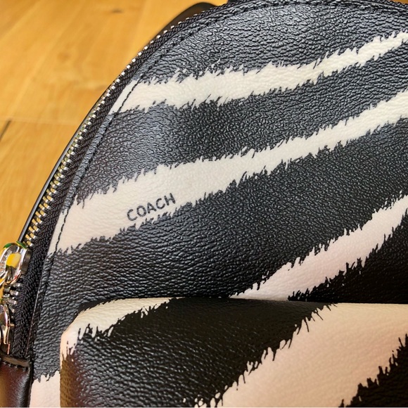 Coach mini Charlie zebra print canvas/leather/nylon backpack - Picture 3 of 7